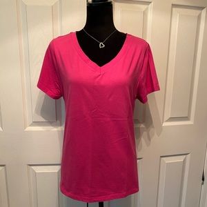 206.  BOBBIE BROOKS 1X  pink v-neck tee